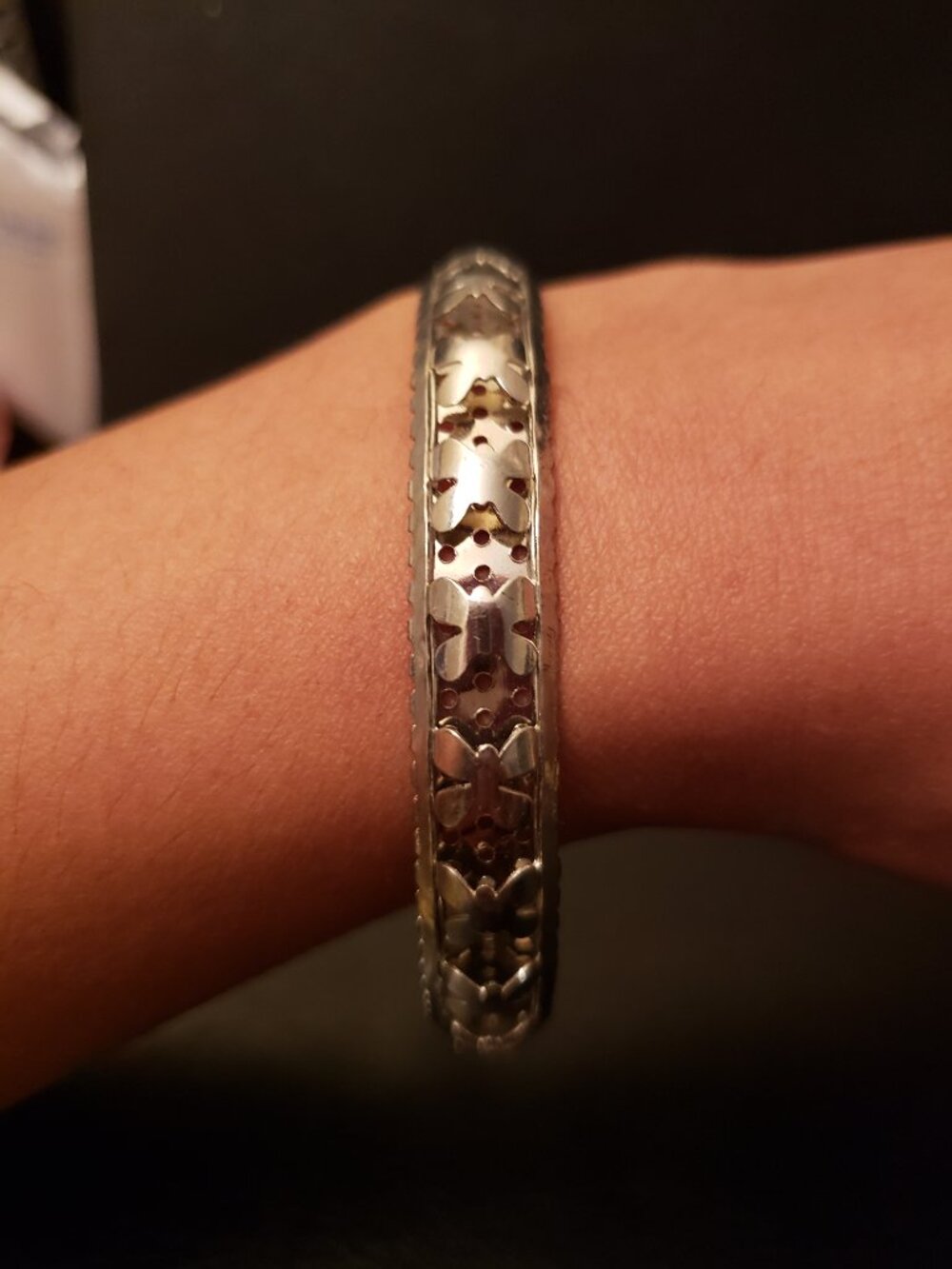 Cut-Out Butterfly Silver Bangle Bracelet